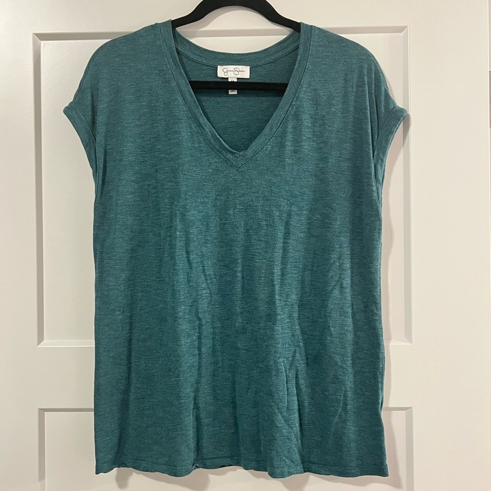 Teal/aqua v-neck tee shirt